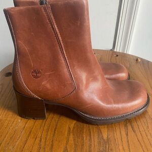 Timberland Women's Smart Comfort Tan Leather Heeled Boots